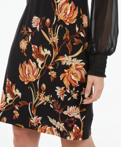 Women's Floral-Print Statement-Sleeve Dress