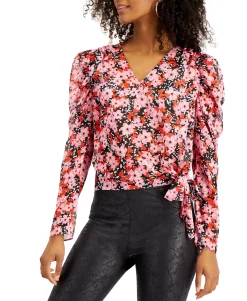 Women's Floral-Print Tie-Hem Top