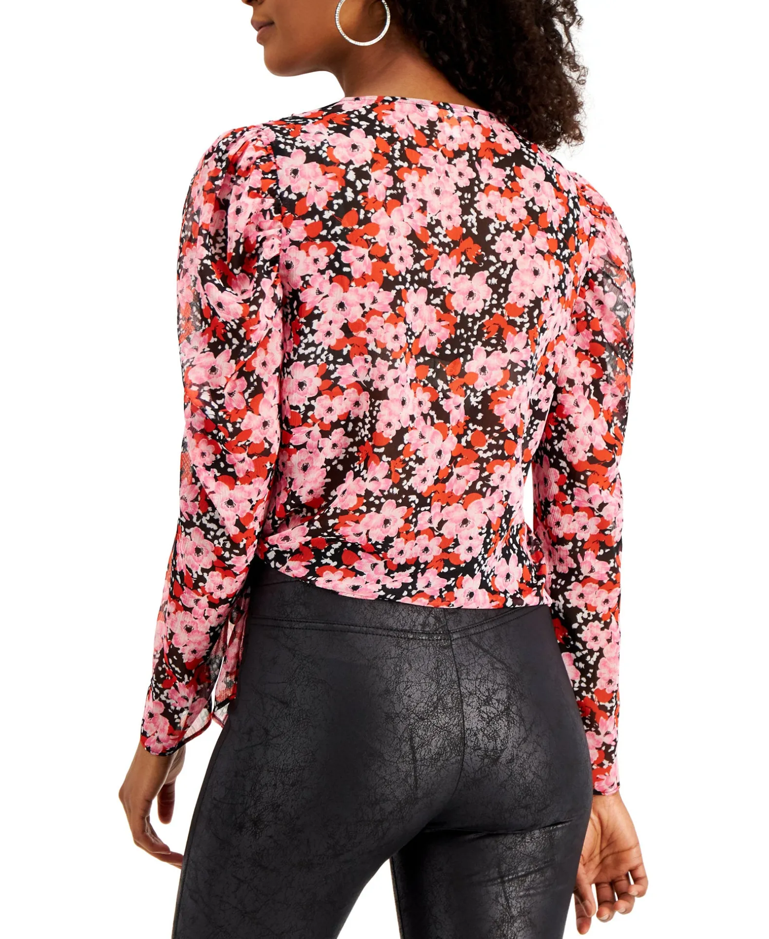 Women's Floral-Print Tie-Hem Top