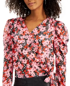 Women's Floral-Print Tie-Hem Top