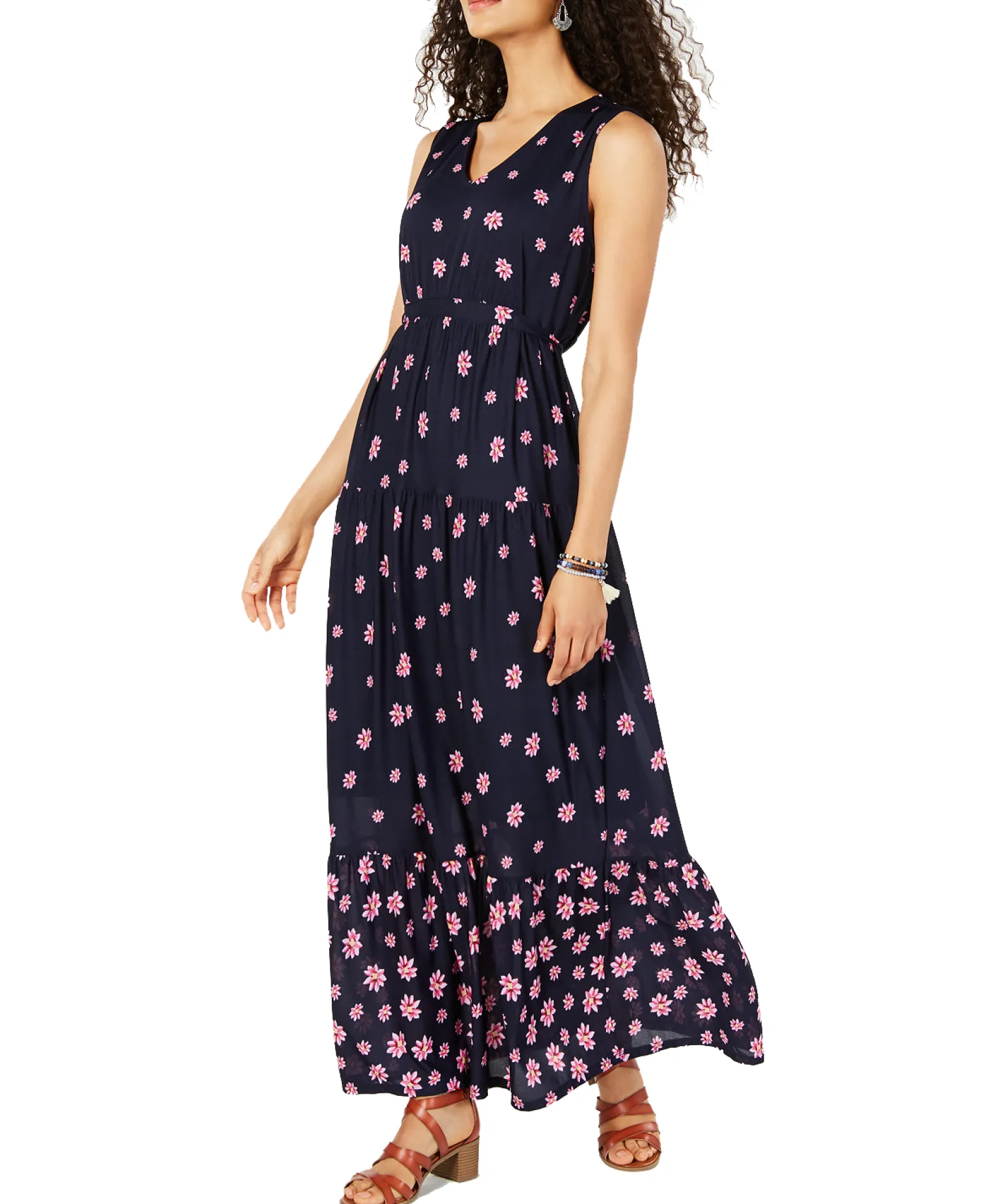 Women's Floral-Print Tiered Maxi Dress