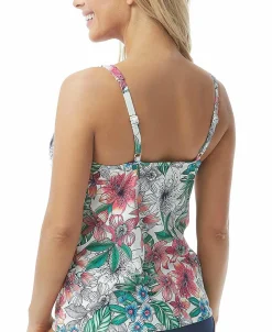 Women's Floral-Print Underwire Tankini Top