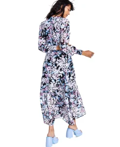 Women's Floral-Print Wrap Maxi Dress
