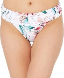 Women's Flyaway Orchid Printed Shirred Band Hipster Bikini Bottoms