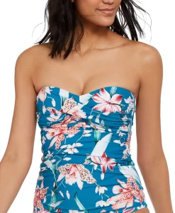 Women's Flyaway Orchid Printed Bandeau Tankini Top