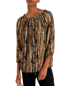Women's Foil Printed 3/4-Sleeve Blouse
