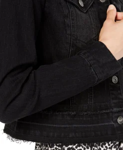 Women's Frayed Cropped Denim Jacket