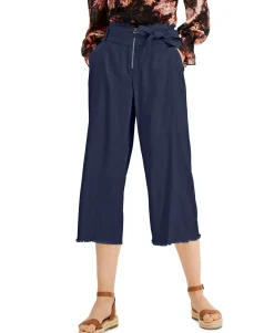 Women's Frayed Zip-Front Culottes