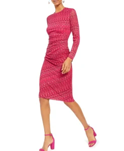 Women's Geometric Print Midi Sheath Dress