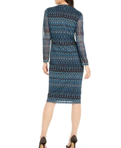 Women's Geometric Print Midi Sheath Dress