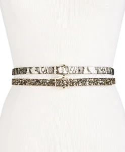Women's Glitter & Lace 2-for-1 Skinny Belts