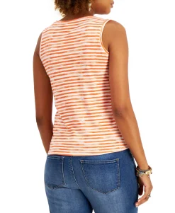 Women's Henley Tie-Front Tank Top
