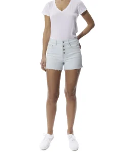 Women's High Rise Button fly 5-pocket Denim Shorts