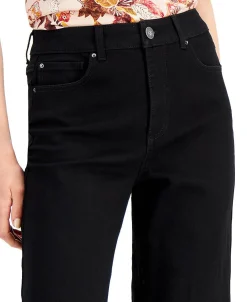 Women's High Rise Frayed Hem Cropped Wide Leg Jeans