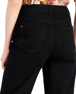 Women's High Rise Frayed Hem Cropped Wide Leg Jeans