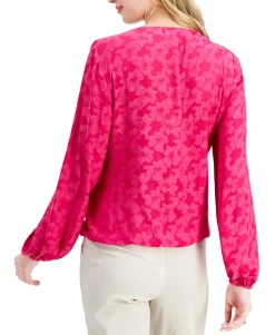 Women's Jacquard Bubble-Hem Top