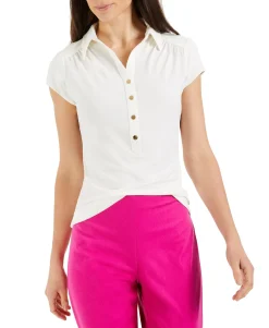 Women's Knit Crepe Polo Shirt