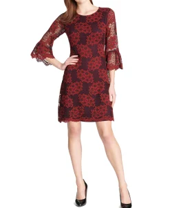 Women's Lace Bell-Sleeve A-Line Dress