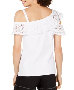 Women's Lace-Ruffle Cold-Shoulder Top