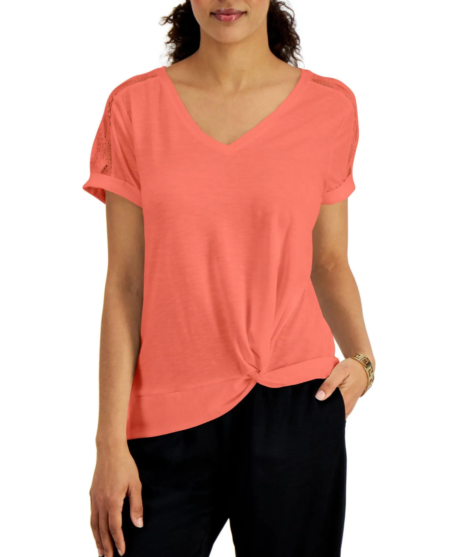 Women's Lace-Shoulder T-Shirt