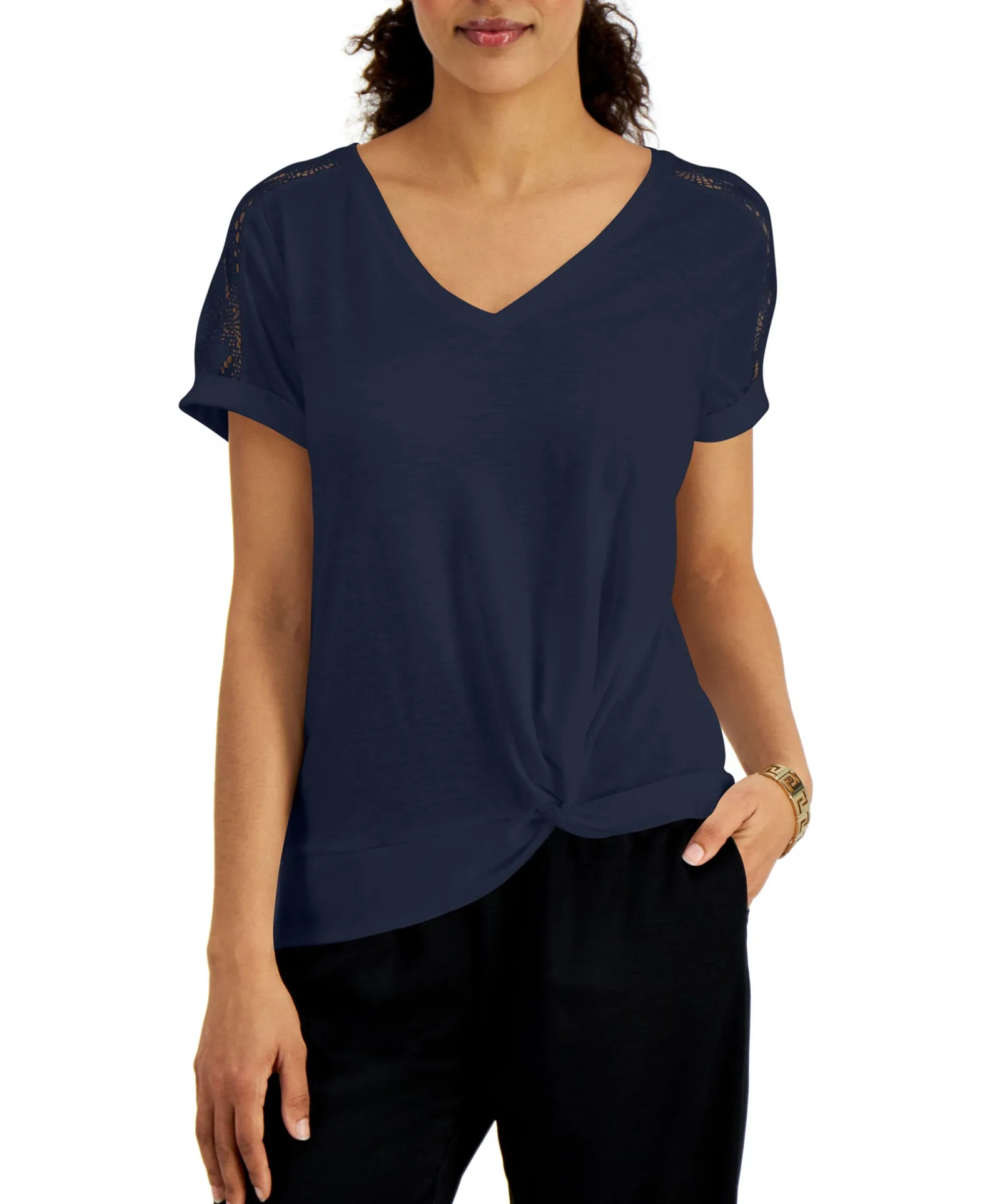 Women's Lace-Shoulder T-Shirt