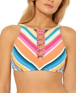 Women's Lace-Up High-Neck Underwire Bikini Top