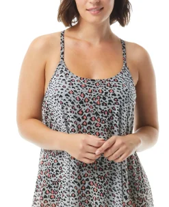 Women's Leopard-Print Mesh Bra-Sized Tankini Top