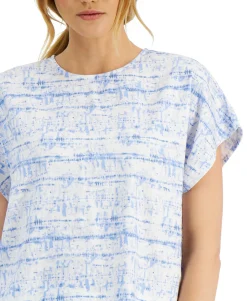 Women's Linear Tie-Dye Dolman-Sleeve Top