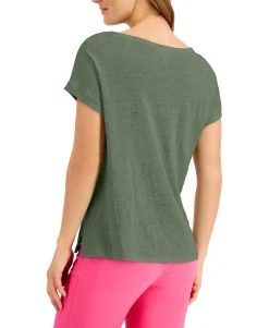 Women's Linen Boat-Neck Top