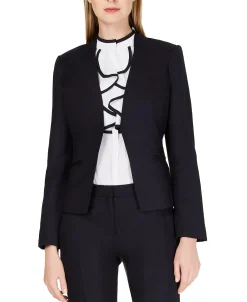 Women's Linen Collarless Open Blazer