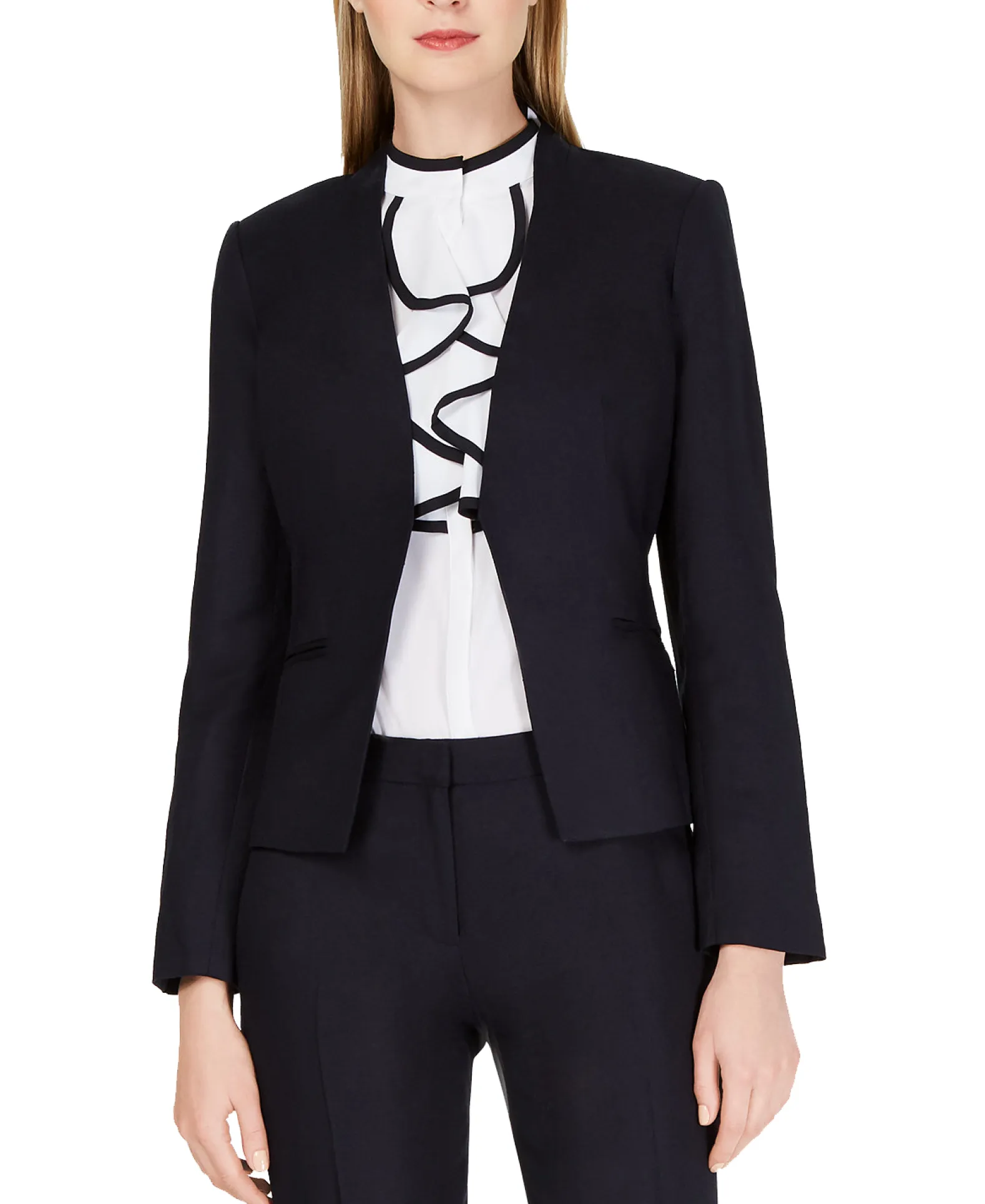 Women's Linen Collarless Open Blazer