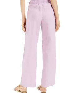 Women's Linen Drawstring-Waist Pants