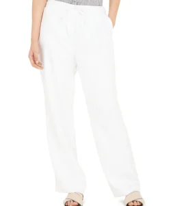 Women's Linen Drawstring-Waist Pants
