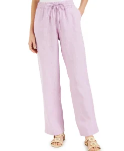 Women's Linen Drawstring-Waist Pants