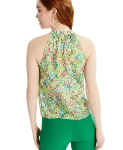 Women's Linen Floral-Print Halter Top