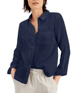 Women's Linen Roll-Tab Shirt