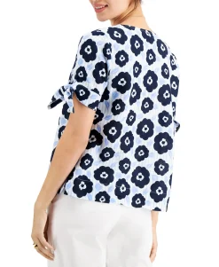 Women's Linen Tie-Sleeve Top