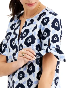 Women's Linen Tie-Sleeve Top