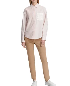 Women's Long-Sleeve Striped Button-Up Shirt
