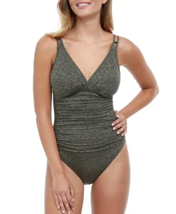 Women's Luminous Safari V-Neck One-Piece Swimsuit