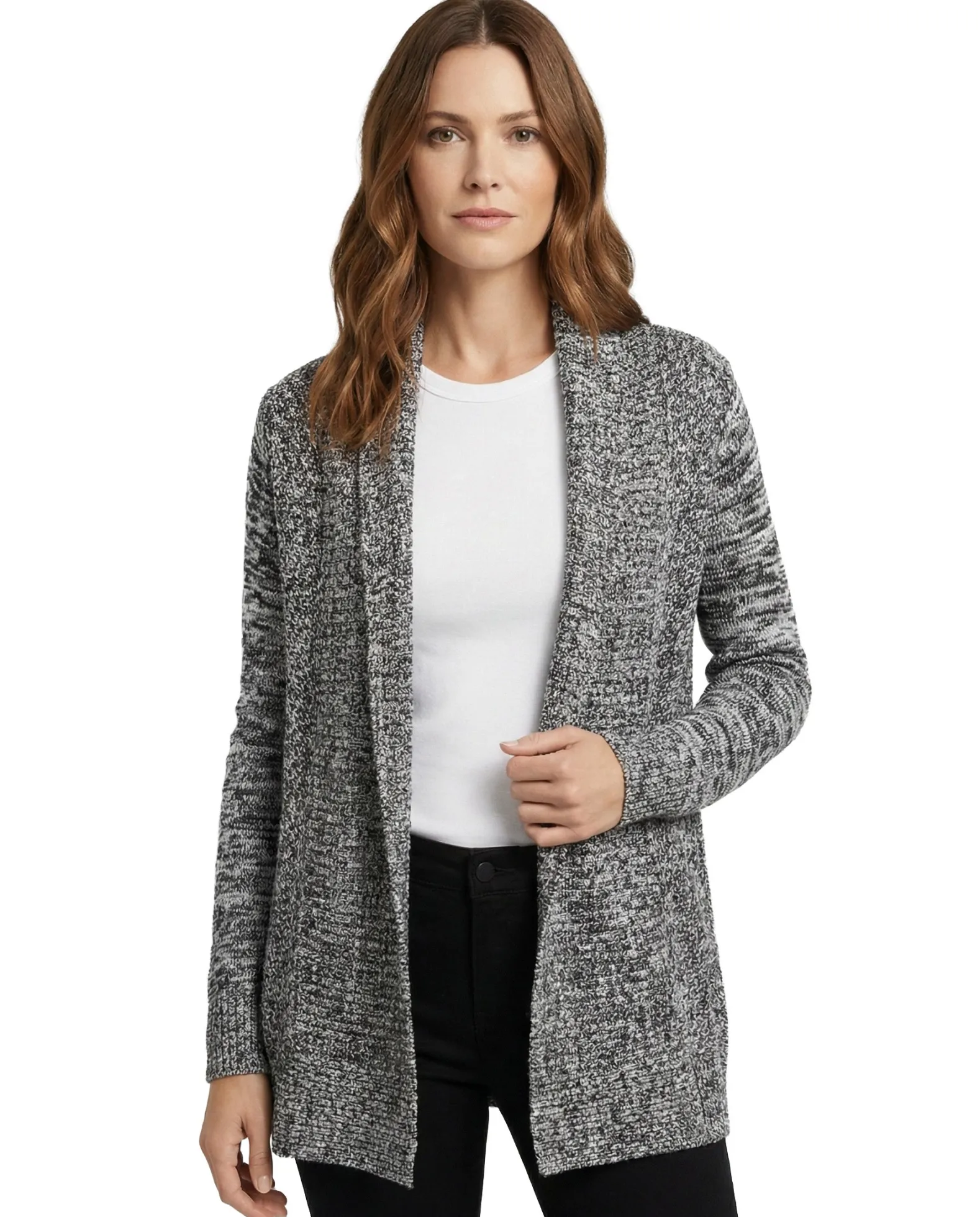 Women's Marled Shawl-Collar Cardigan