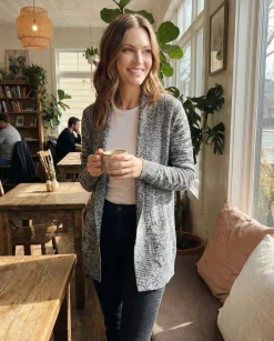 Women's Marled Shawl-Collar Cardigan