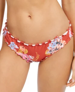 Women's Mermaid Floral Printed Ruffled Bikini Bottoms
