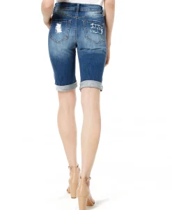 Women's Mid Rise Ripped Bermuda Shorts