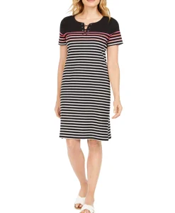 Women's Mirage Cotton Striped Lace-Up Dress