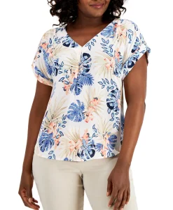 Women's Mykonos Palm-Print Top