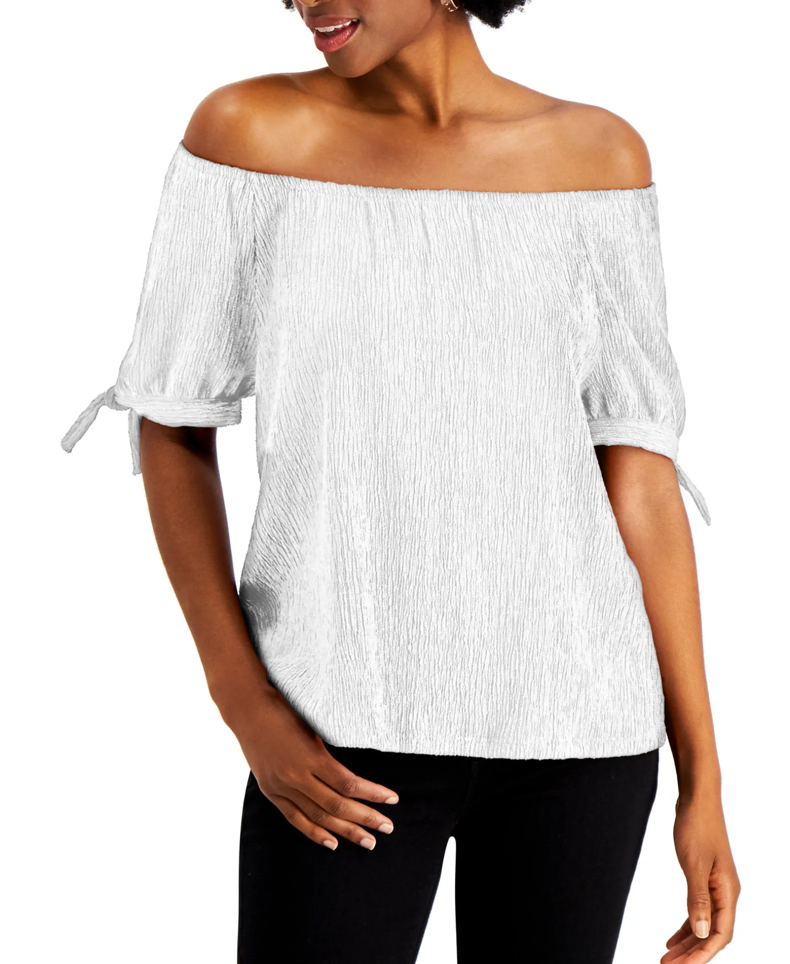 Women's Off The Shoulder Tie-Sleeve Top