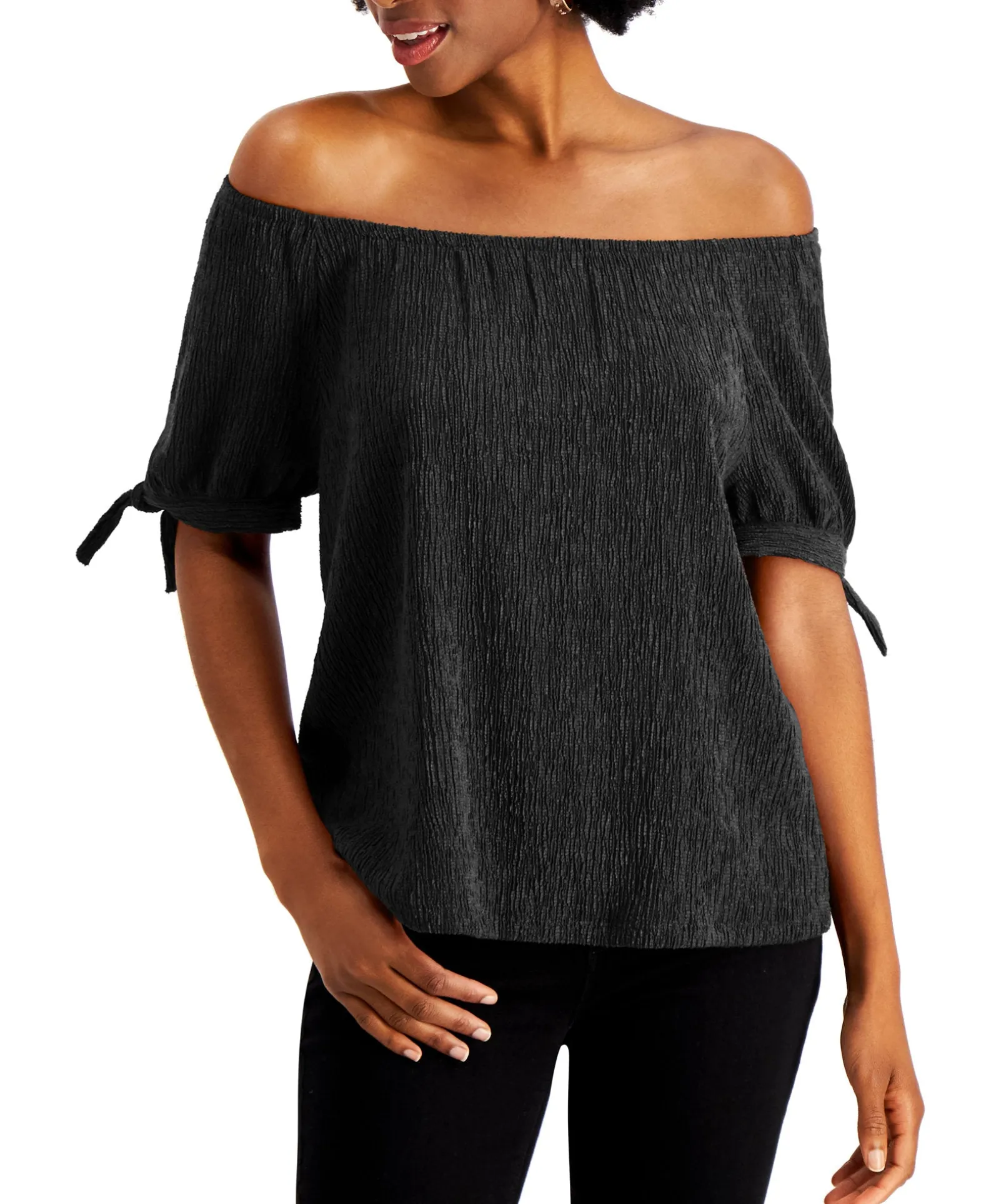 Women's Off The Shoulder Tie-Sleeve Top