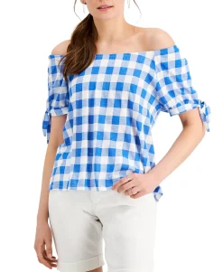 Women's Off-the-Shoulder Gingham Top