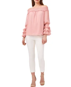 Women's Off-The-Shoulder Printed Chiffon Top